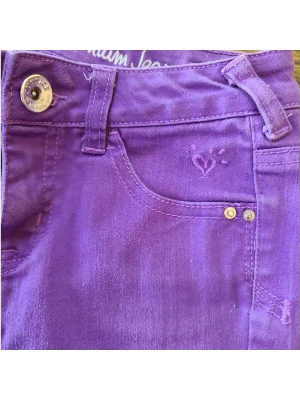 Justice Purple Girls Jeans 10R Ankle Zipper